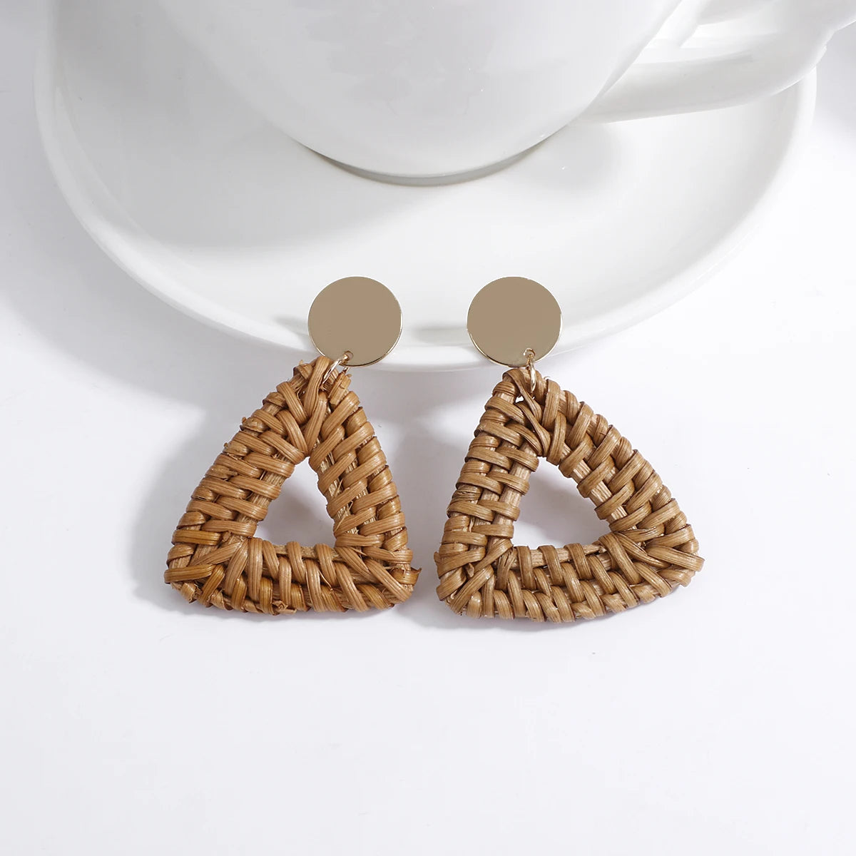 Boho Wood and Rattan Earrings – Ethnic and Handcrafted Style