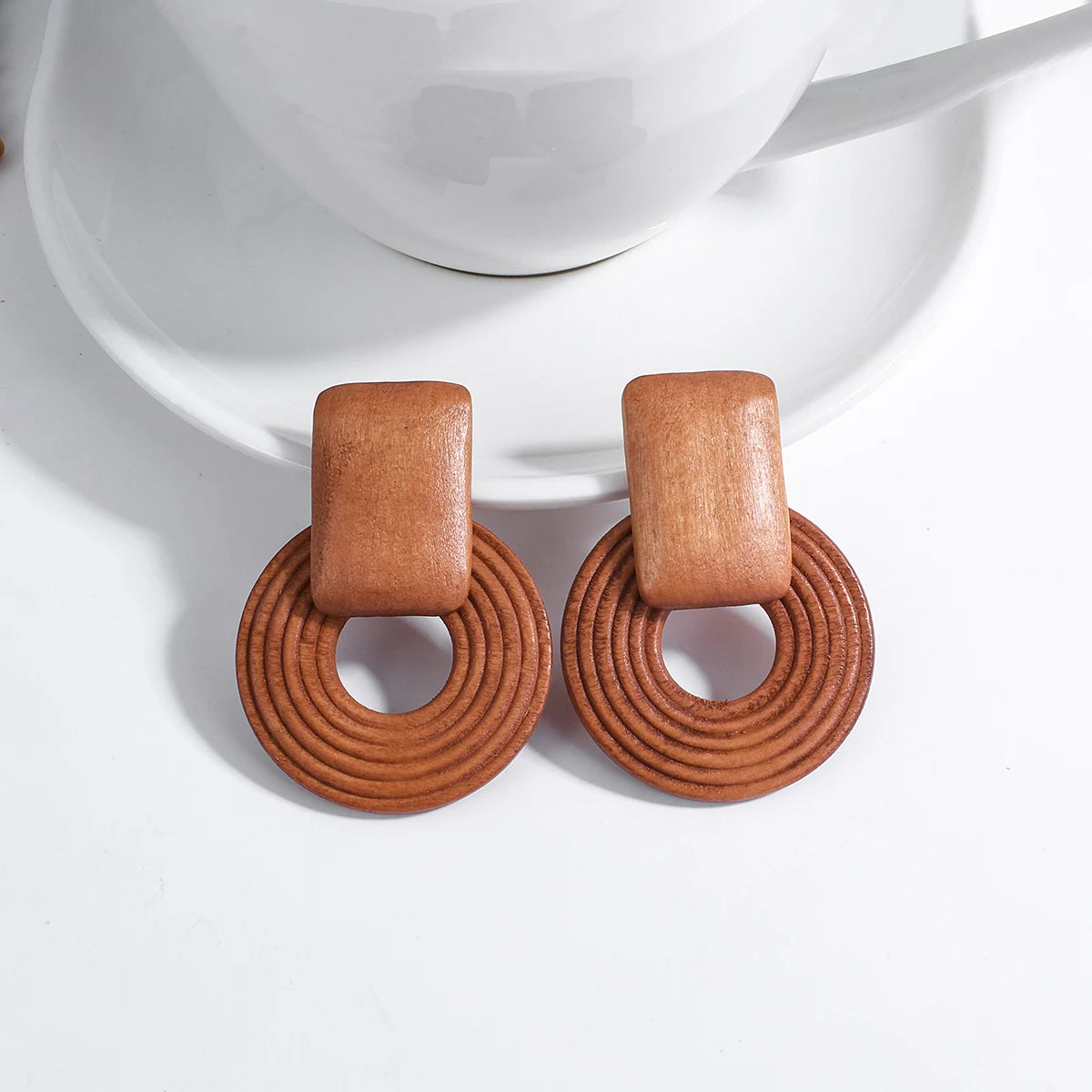 Boho Wood and Rattan Earrings – Ethnic and Handcrafted Style