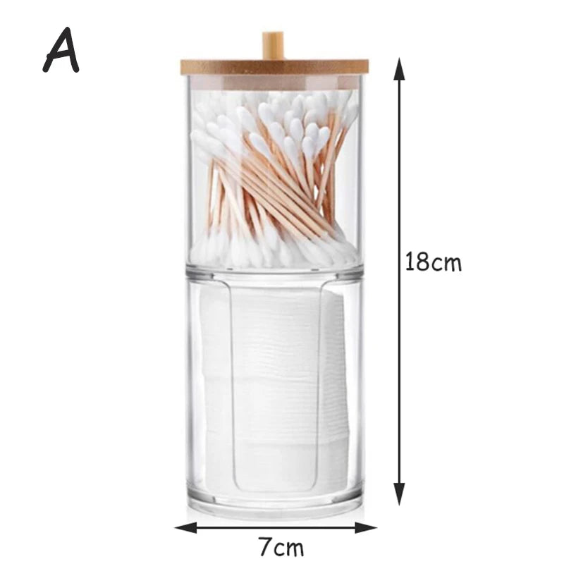 Clear Plastic Organizer Box with Bamboo Lid – For Bathroom and Vanity