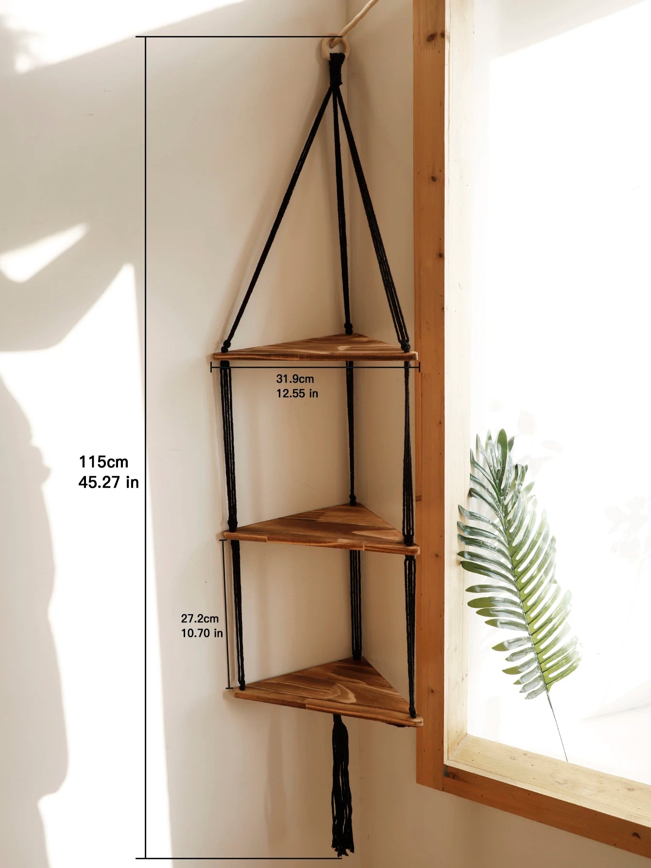 Triangle Floating Wooden Shelf – Boho and Modern Decor