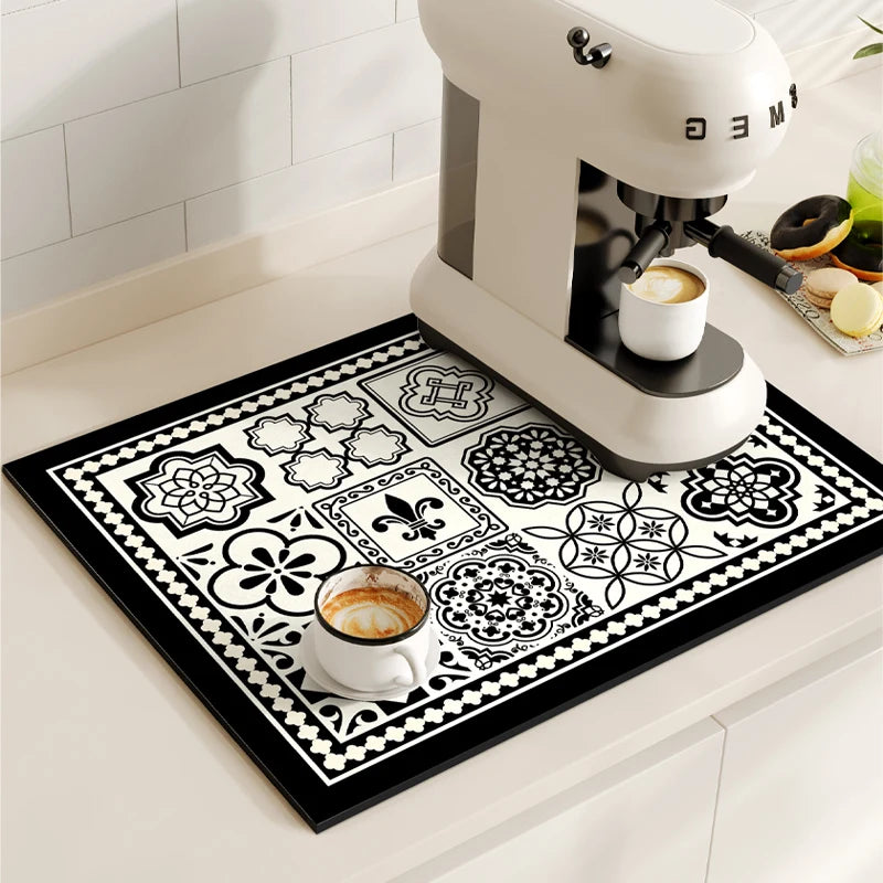 Tapete Antideslizante de Diatomita – Alfombrilla de Secado para Cocina y Cafetera