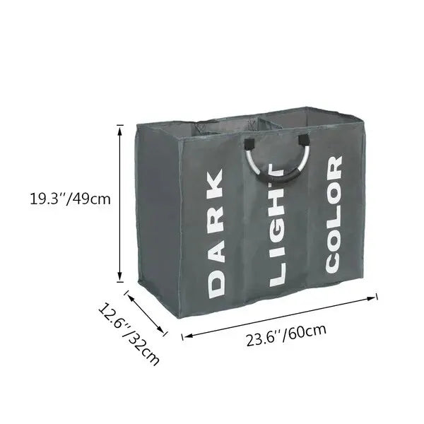 Foldable Laundry Basket with 3 Compartments – Large Capacity and Organization