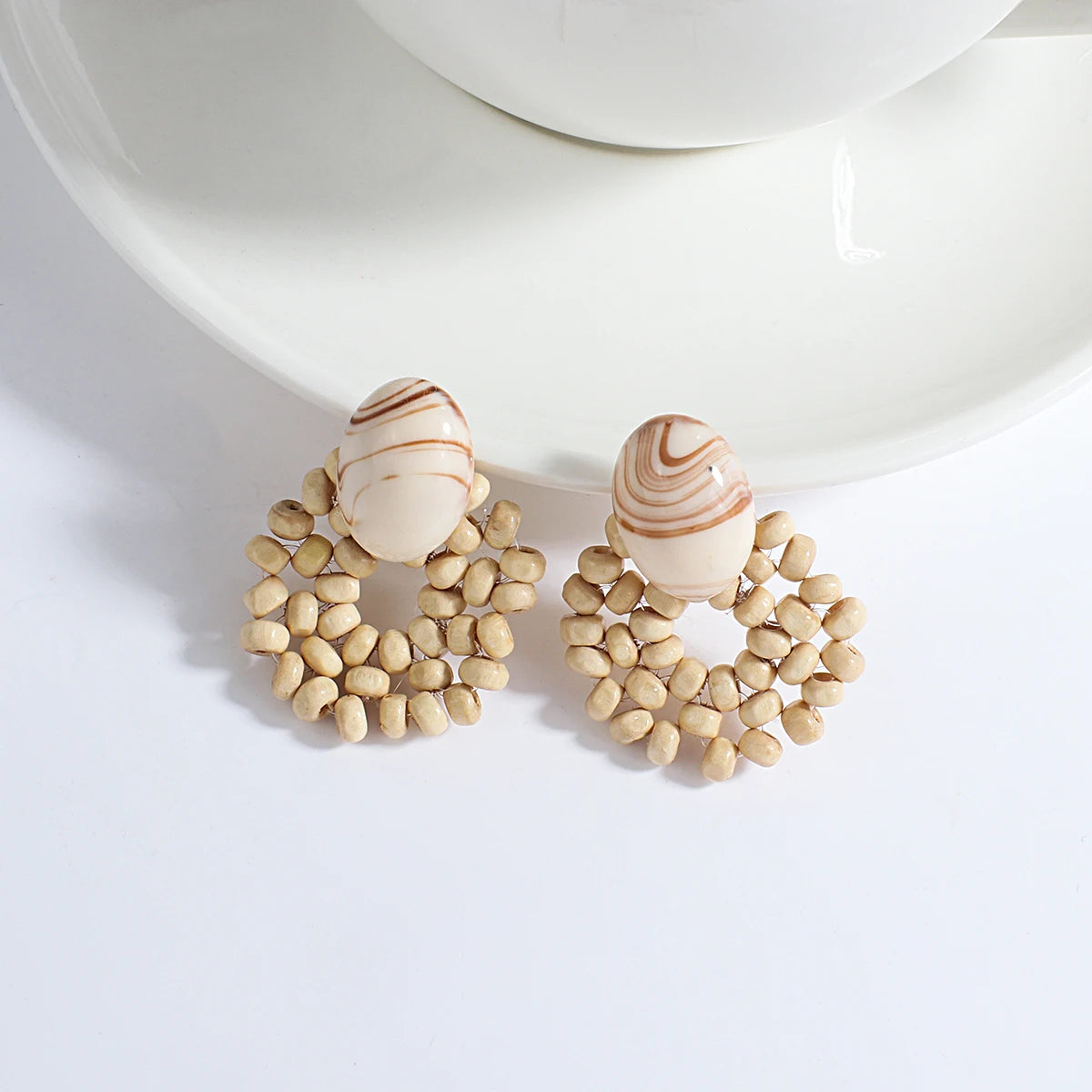 Boho Wood and Rattan Earrings – Ethnic and Handcrafted Style