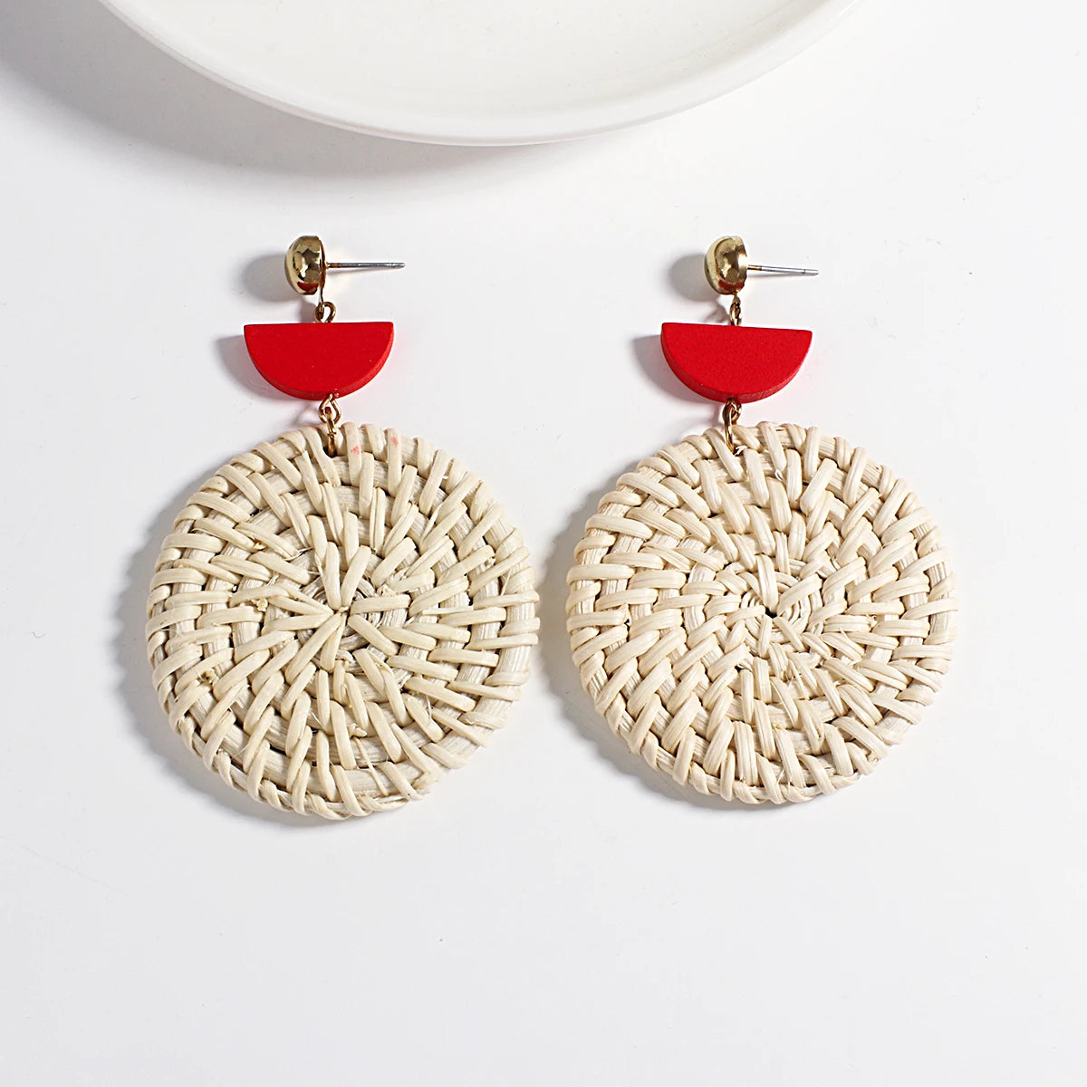 Boho Wood and Rattan Earrings – Ethnic and Handcrafted Style