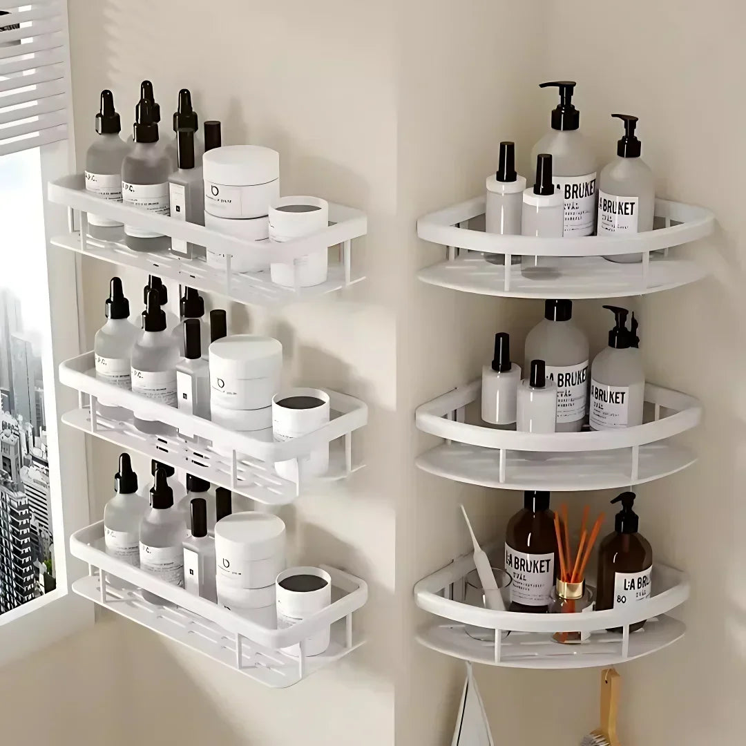 Aluminum Bathroom and Kitchen Shelf – Drill-Free Wall Organizer