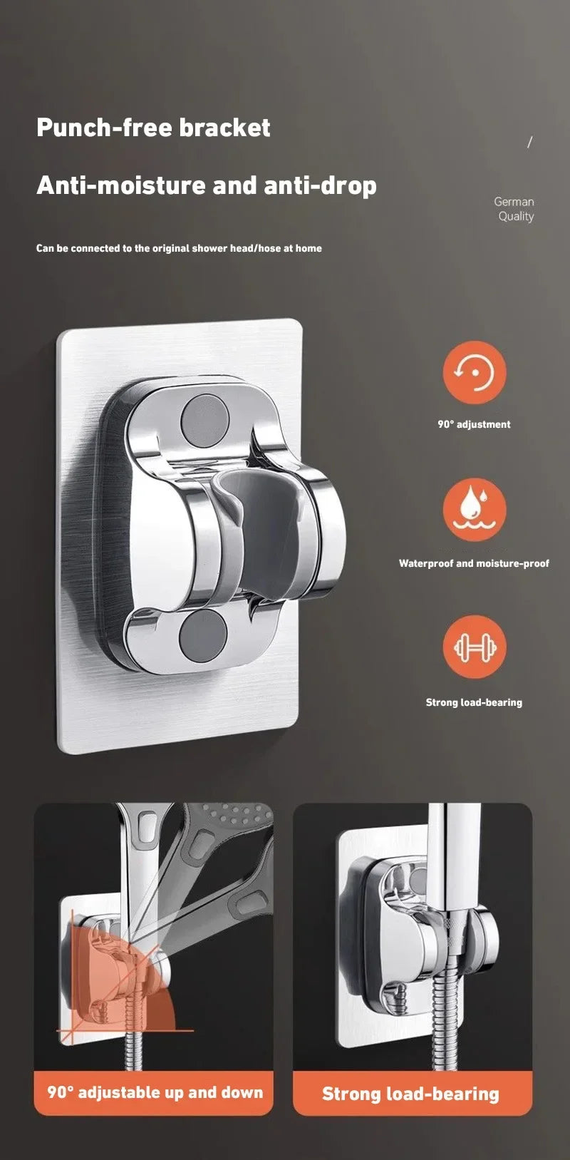 High Pressure Shower Head – 13cm Panel with 3 Adjustable Modes