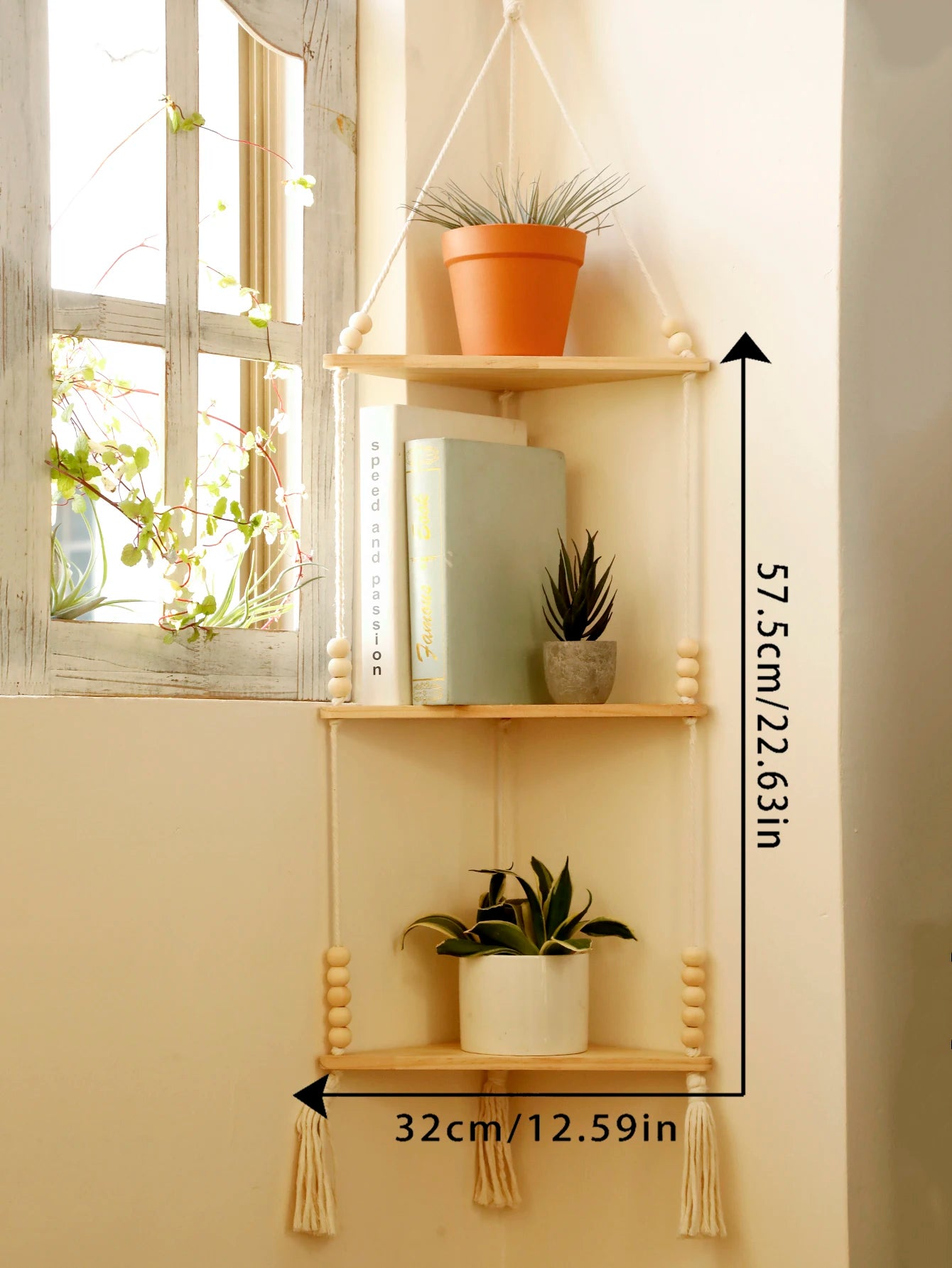 Triangle Floating Wooden Shelf – Boho and Modern Decor