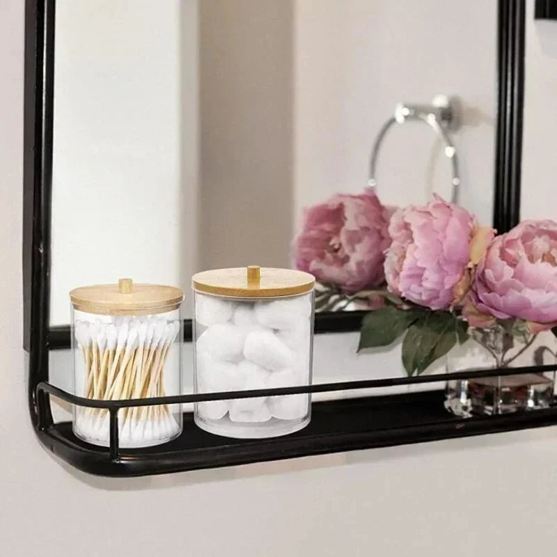 Clear Plastic Organizer Box with Bamboo Lid – For Bathroom and Vanity