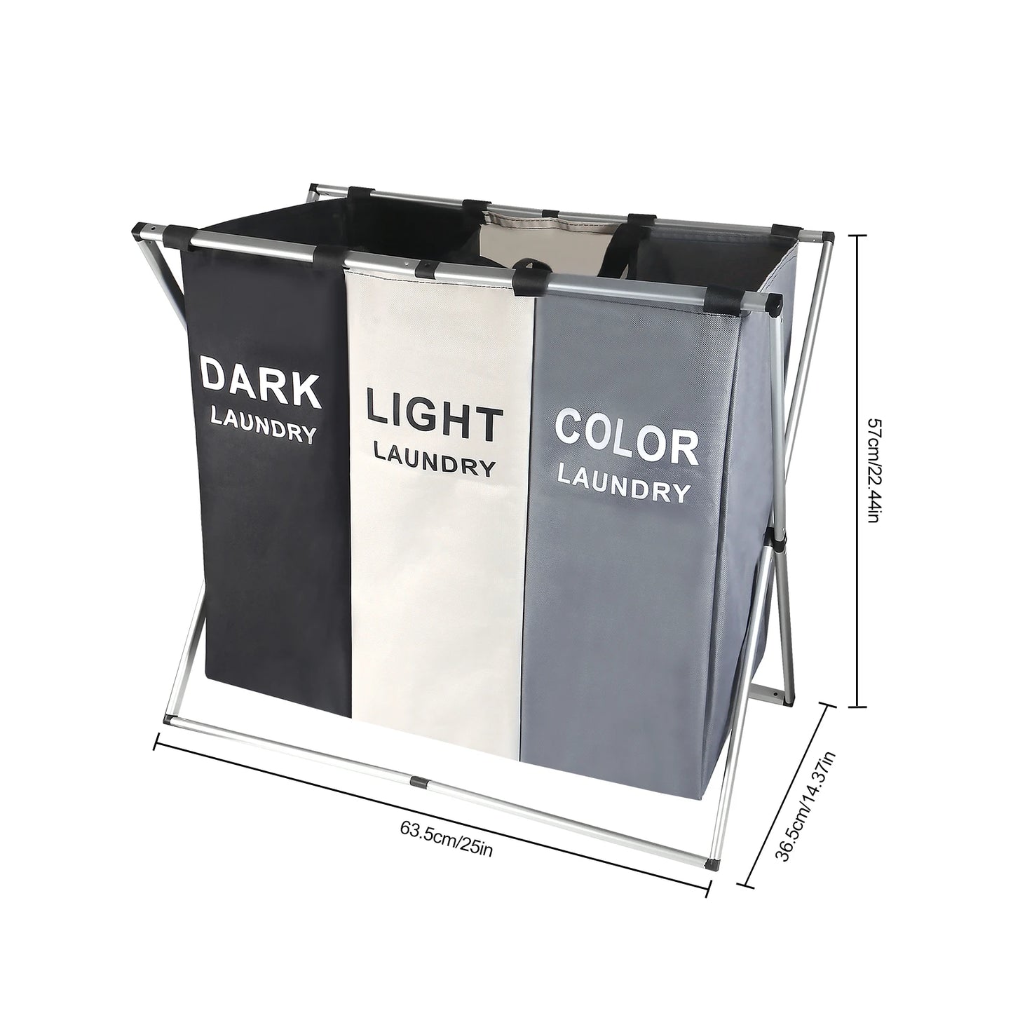 Foldable Laundry Basket with 3 Compartments – Large Capacity and Organization