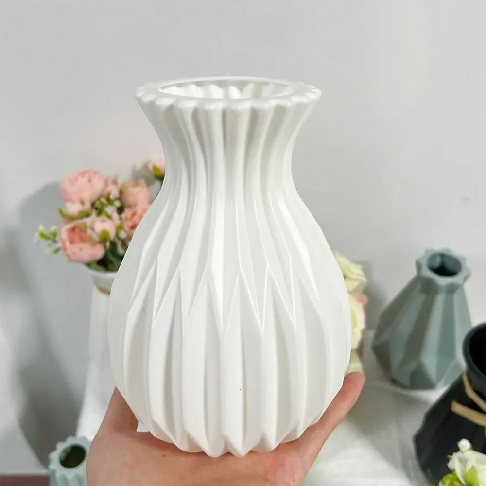 Modern White Plastic Vase – Nordic Decor for Home and Events