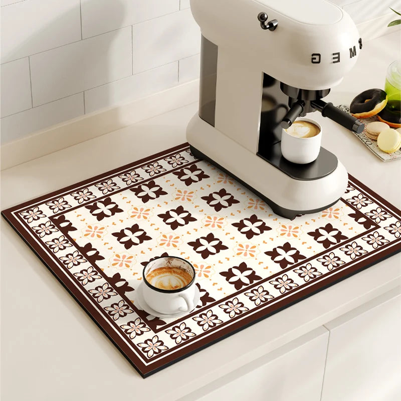 Tapete Antideslizante de Diatomita – Alfombrilla de Secado para Cocina y Cafetera