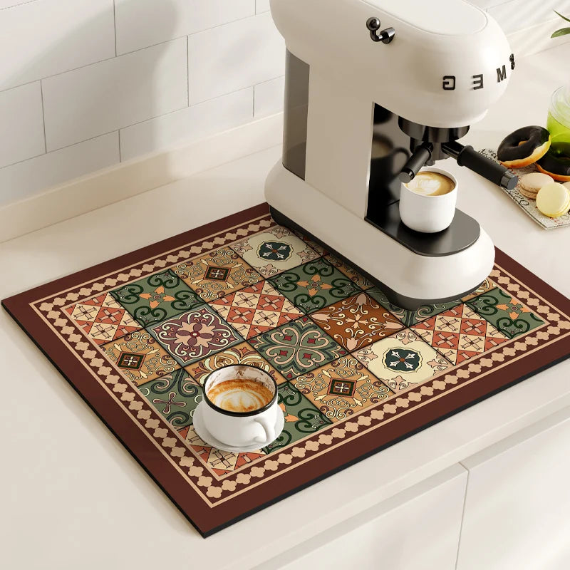 Tapete Antideslizante de Diatomita – Alfombrilla de Secado para Cocina y Cafetera
