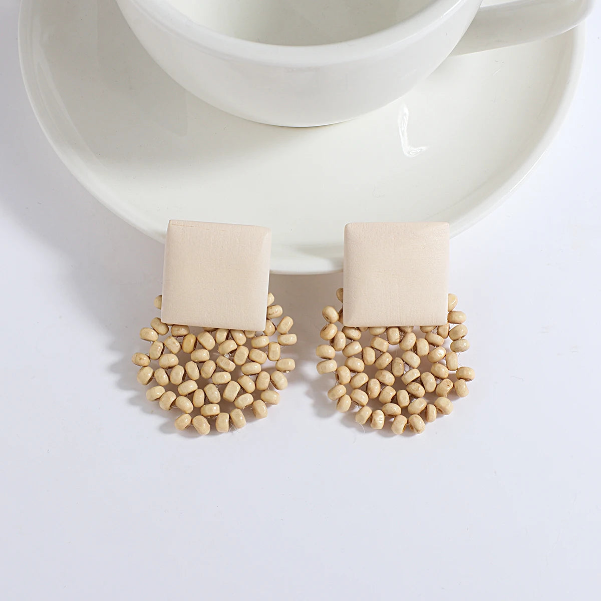 Boho Wood and Rattan Earrings – Ethnic and Handcrafted Style