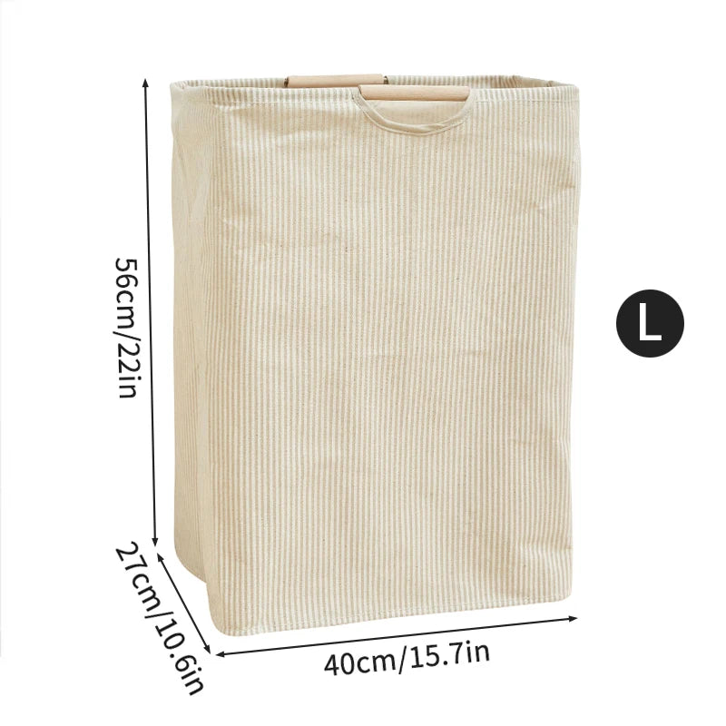 Foldable Waterproof Laundry Basket – Cotton and Linen with Bamboo Handles