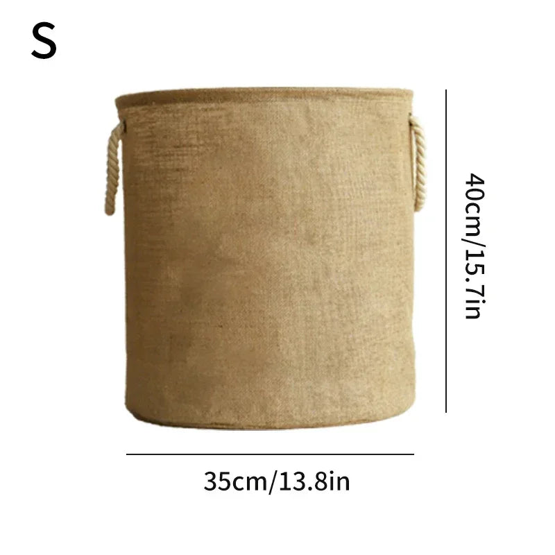 Foldable Waterproof Laundry Basket – Cotton and Linen with Bamboo Handles