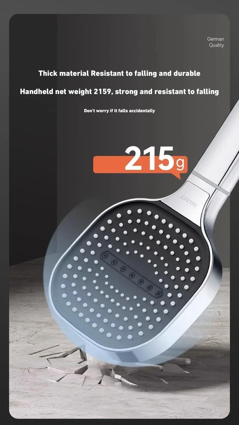 High Pressure Shower Head – 13cm Panel with 3 Adjustable Modes