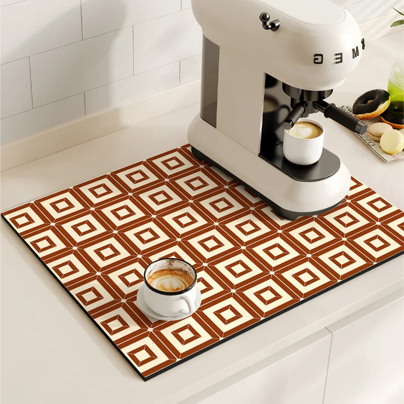Tapete Antideslizante de Diatomita – Alfombrilla de Secado para Cocina y Cafetera