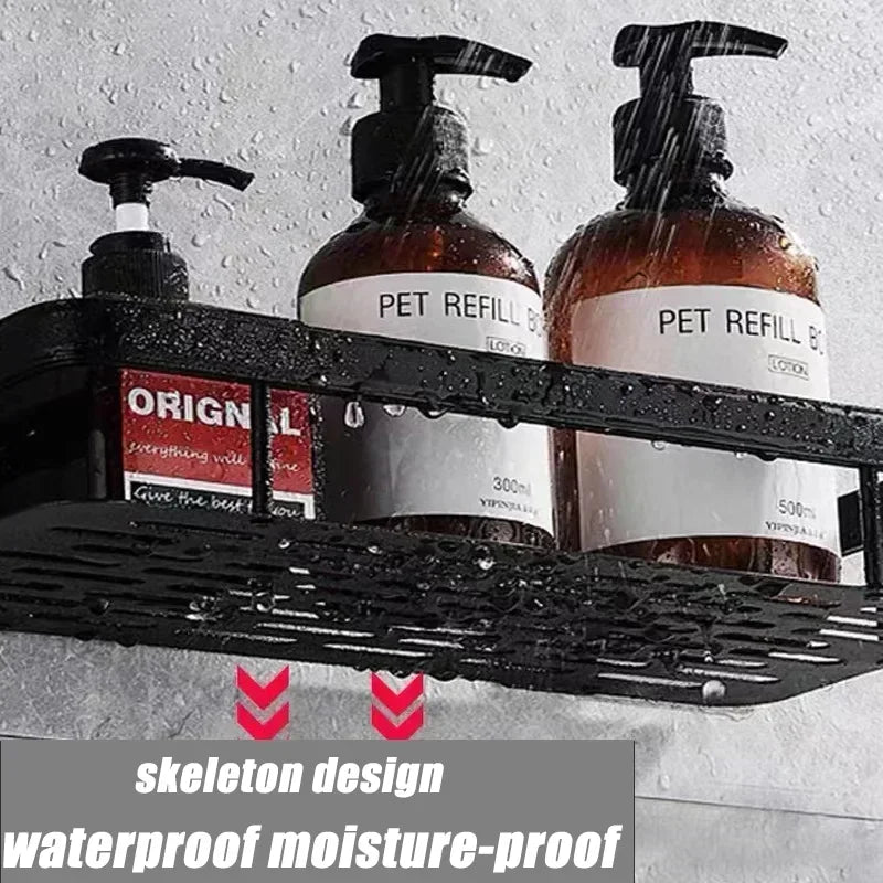 Aluminum Bathroom and Kitchen Shelf – Drill-Free Wall Organizer