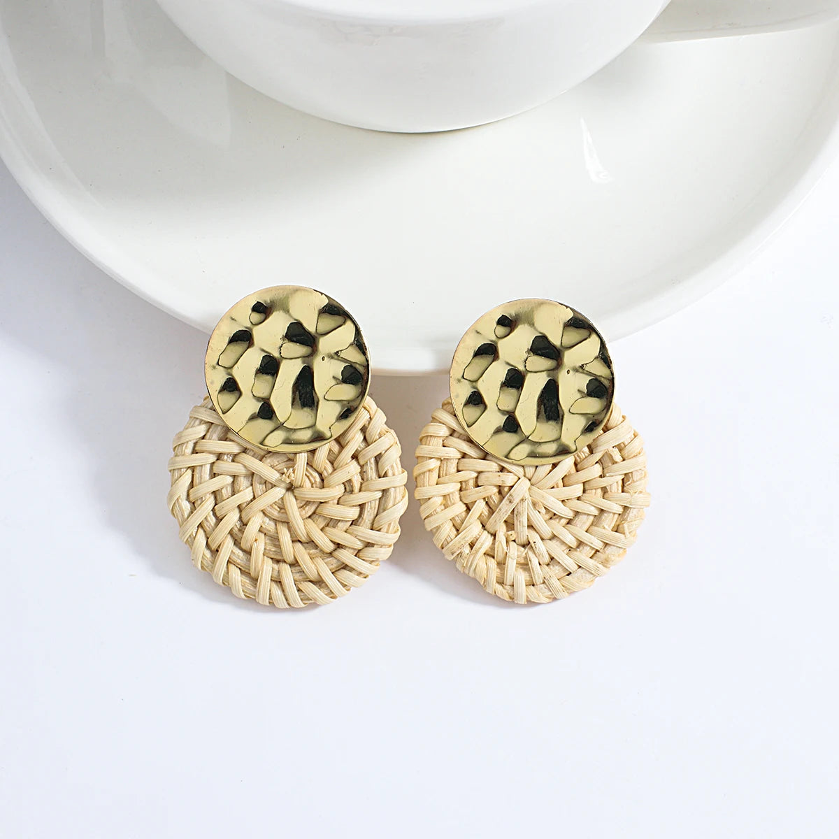 Boho Wood and Rattan Earrings – Ethnic and Handcrafted Style