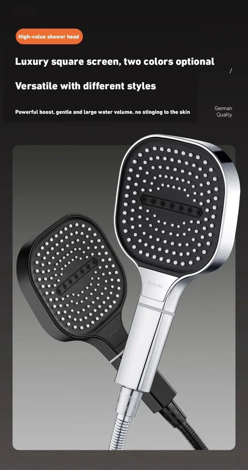 High Pressure Shower Head – 13cm Panel with 3 Adjustable Modes