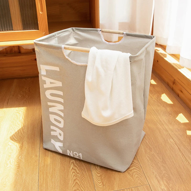 Foldable Waterproof Laundry Basket – Cotton and Linen with Bamboo Handles