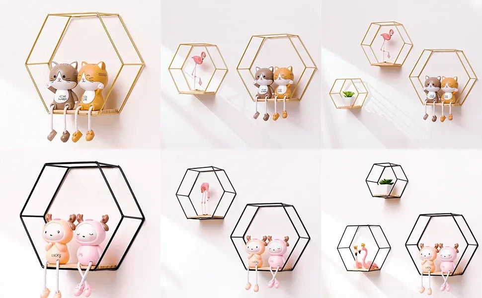 Hexagon Floating Wall Shelf – Elegant Decor and Storage