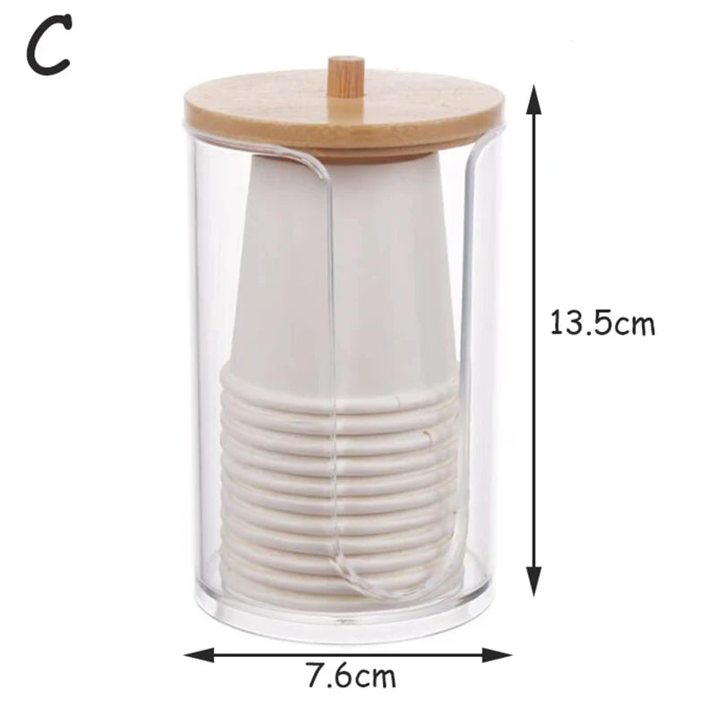 Clear Plastic Organizer Box with Bamboo Lid – For Bathroom and Vanity