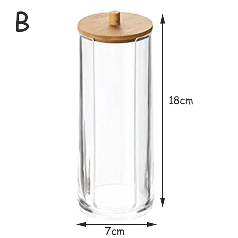 Clear Plastic Organizer Box with Bamboo Lid – For Bathroom and Vanity