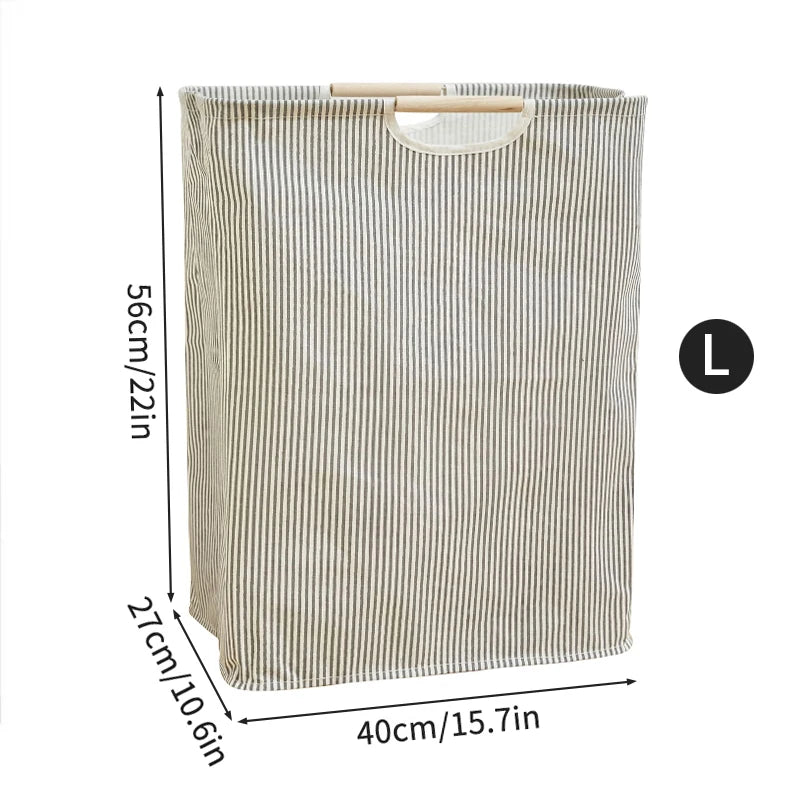 Foldable Waterproof Laundry Basket – Cotton and Linen with Bamboo Handles