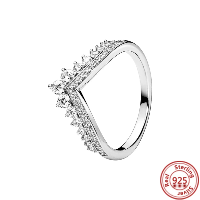 Anillos de Plata 925 – Tiara de Princesa con Zirconia Cúbica TAMAÑO 8