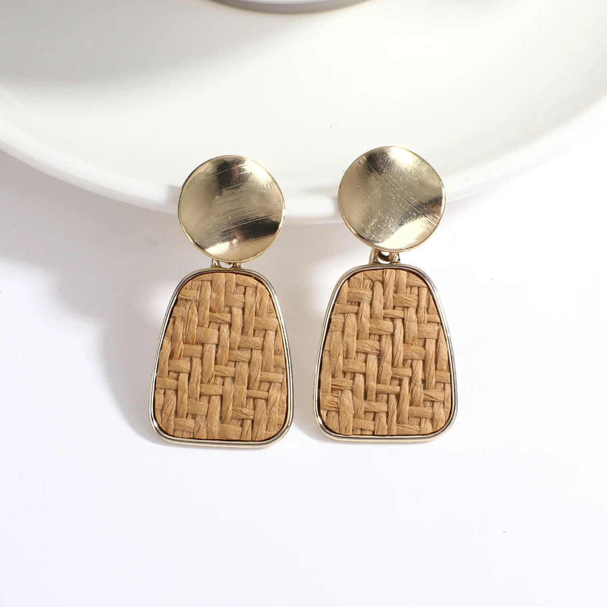 Boho Wood and Rattan Earrings – Ethnic and Handcrafted Style