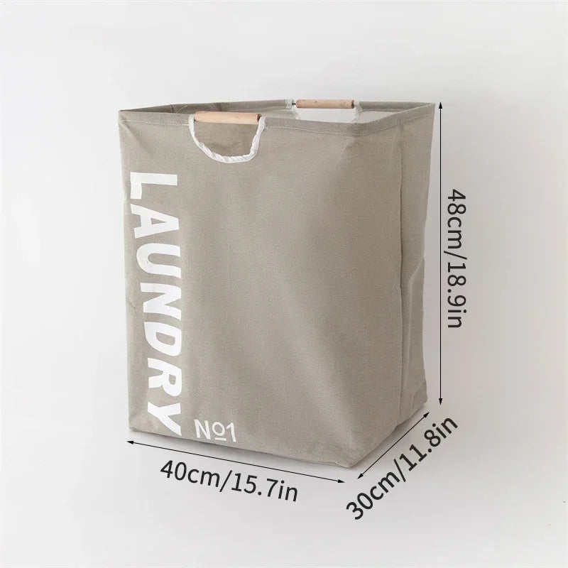 Foldable Waterproof Laundry Basket – Cotton and Linen with Bamboo Handles