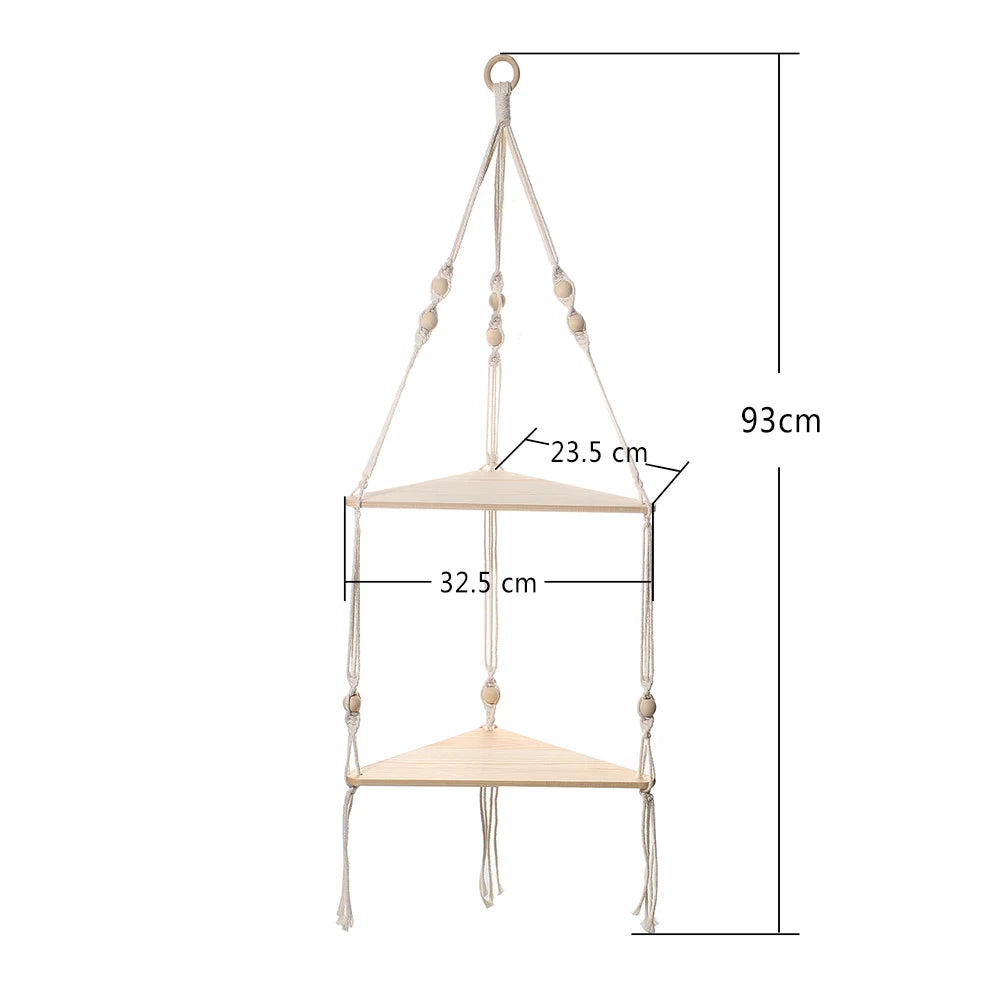 Triangle Floating Wooden Shelf – Boho and Modern Decor