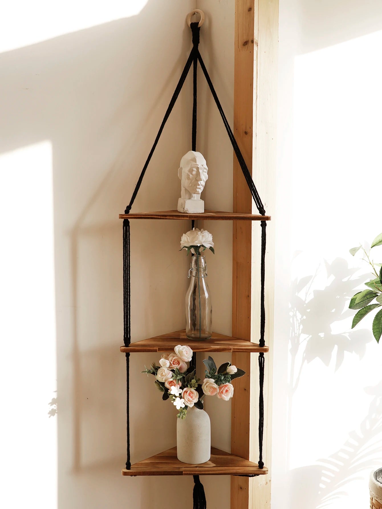 Triangle Floating Wooden Shelf – Boho and Modern Decor