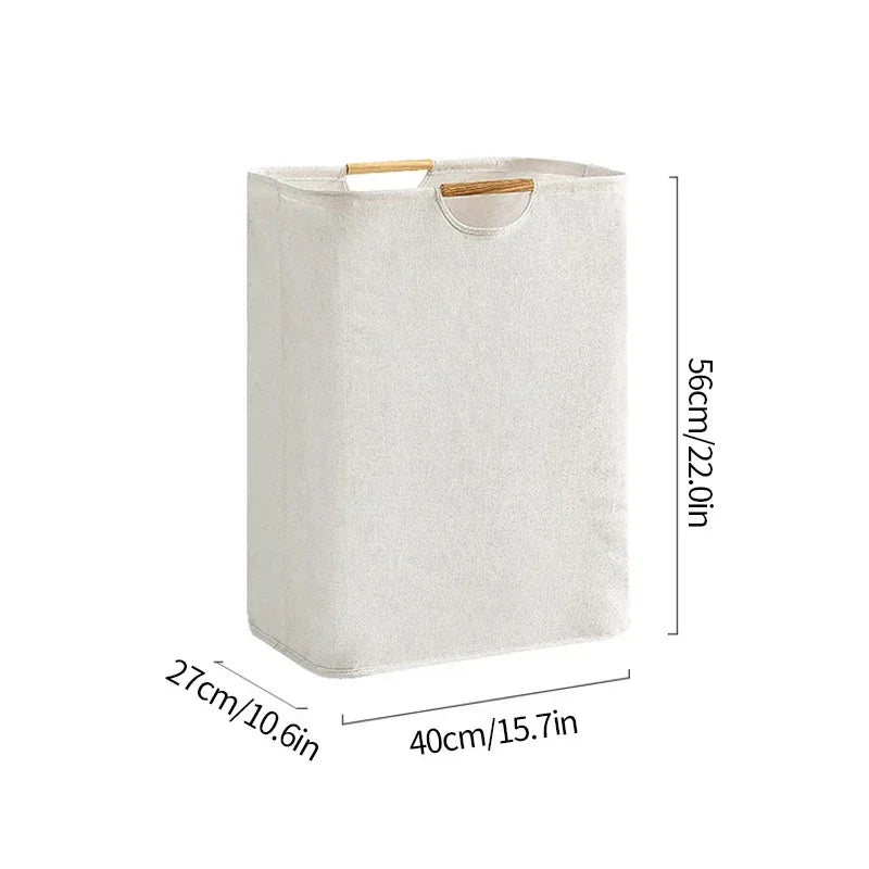 Foldable Waterproof Laundry Basket – Cotton and Linen with Bamboo Handles