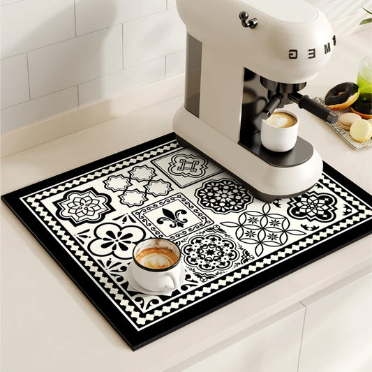 Tapete Antideslizante de Diatomita – Alfombrilla de Secado para Cocina y Cafetera