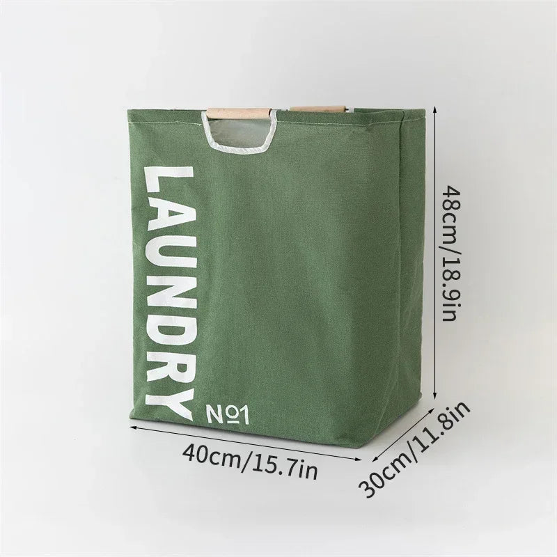 Foldable Waterproof Laundry Basket – Cotton and Linen with Bamboo Handles