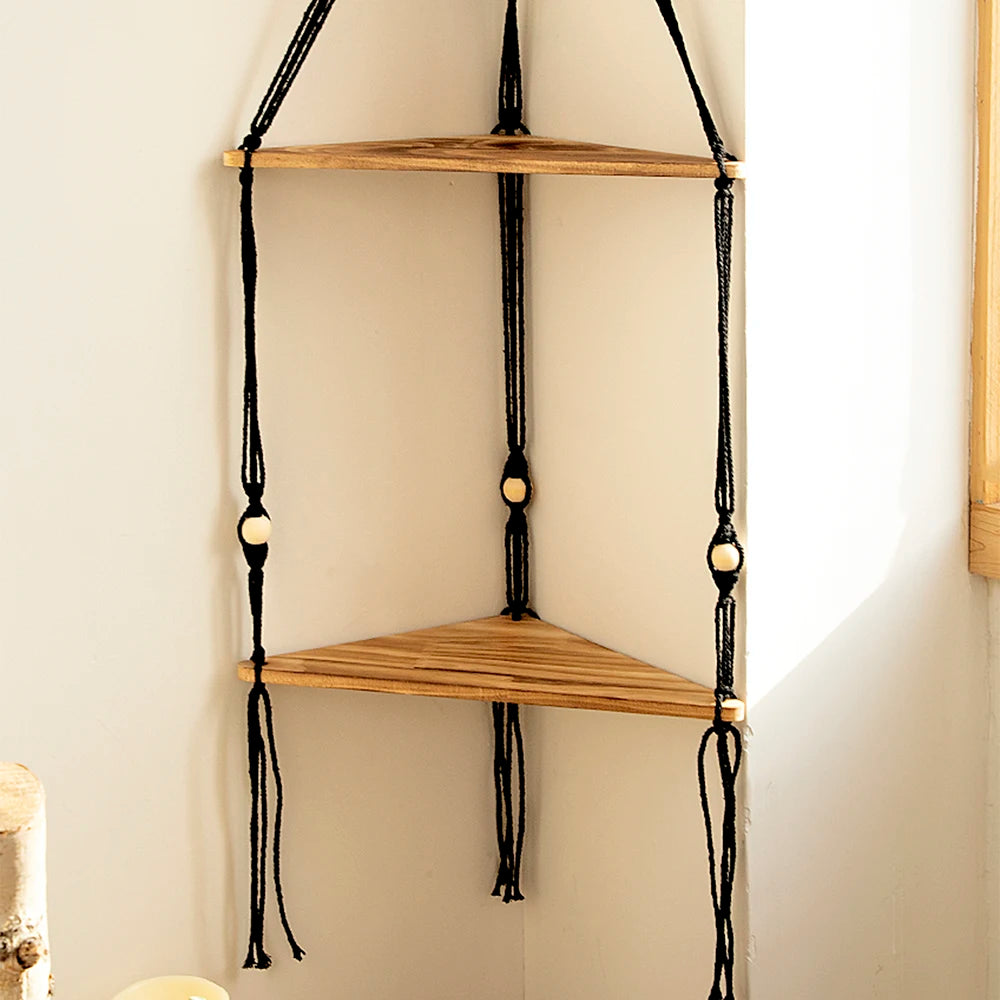 Triangle Floating Wooden Shelf – Boho and Modern Decor