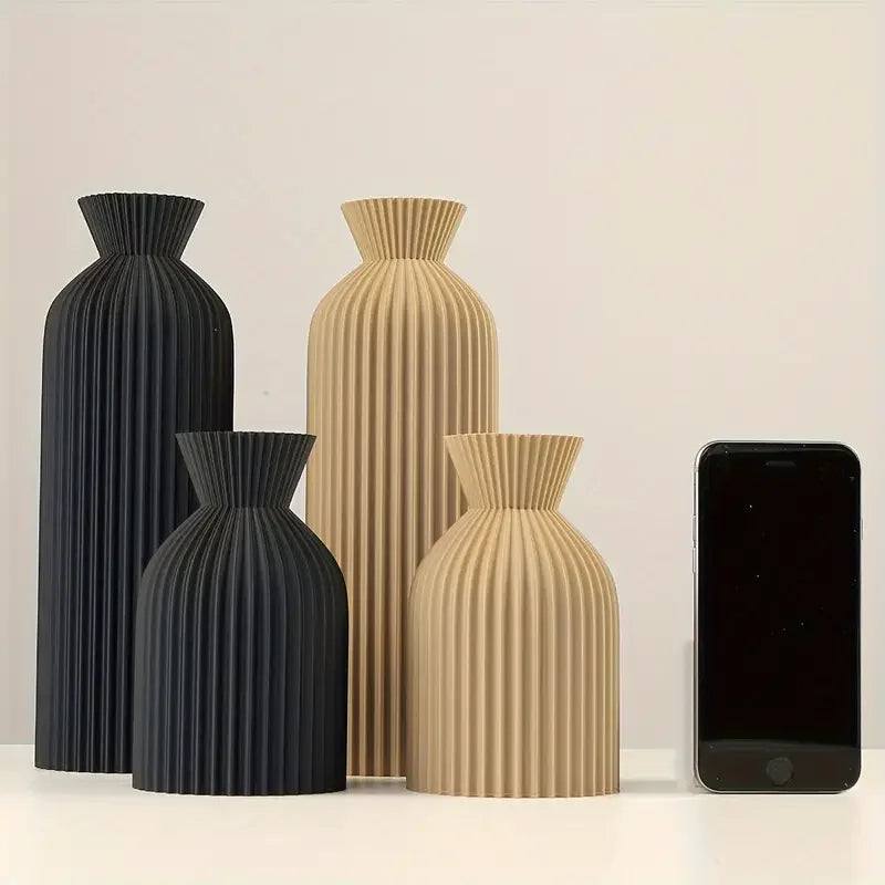 Elegant Black Plastic Vase – Boho Chic Decor for Home and Office