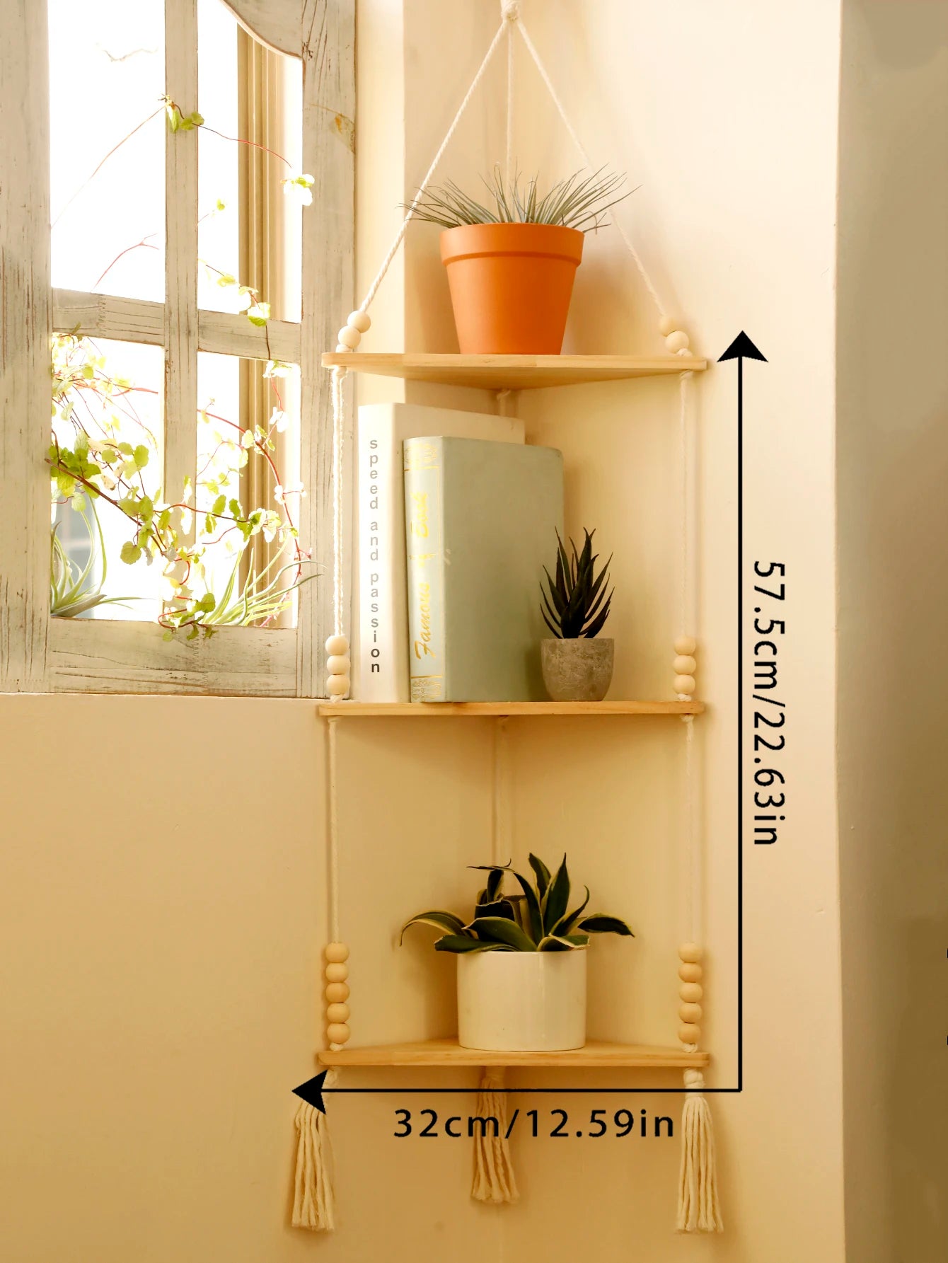 Triangle Floating Wooden Shelf – Boho and Modern Decor