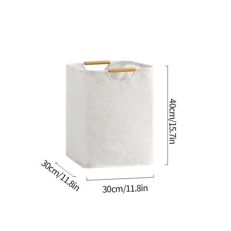 Foldable Waterproof Laundry Basket – Cotton and Linen with Bamboo Handles