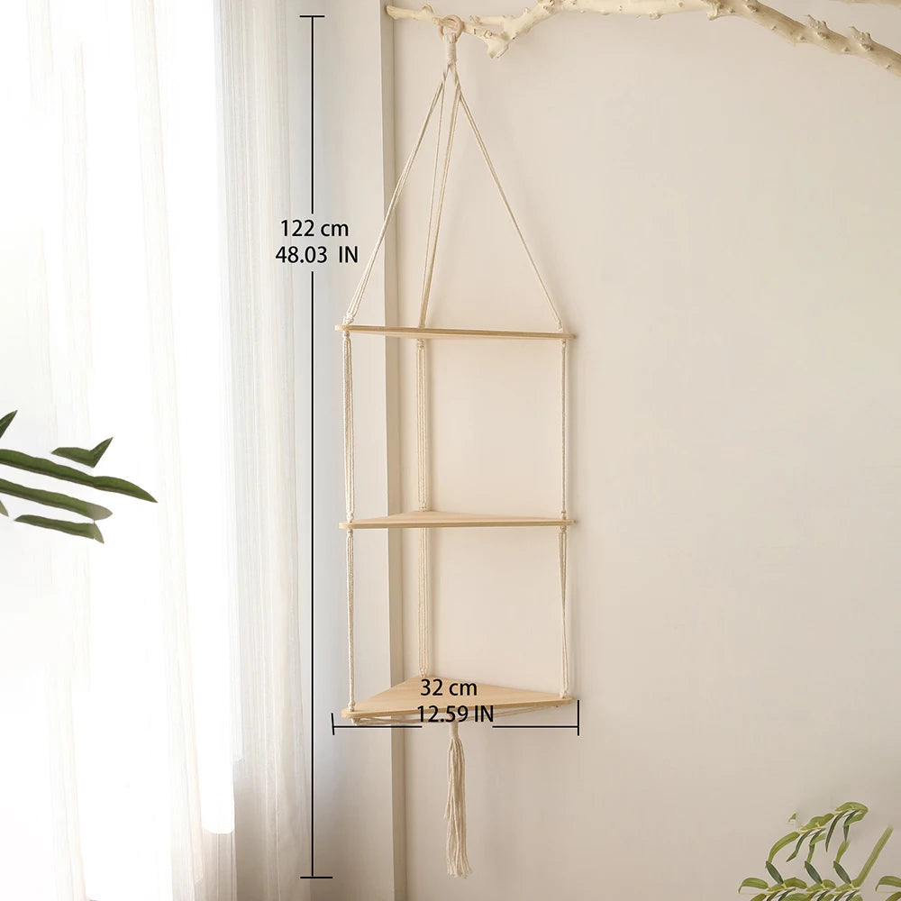 Triangle Floating Wooden Shelf – Boho and Modern Decor