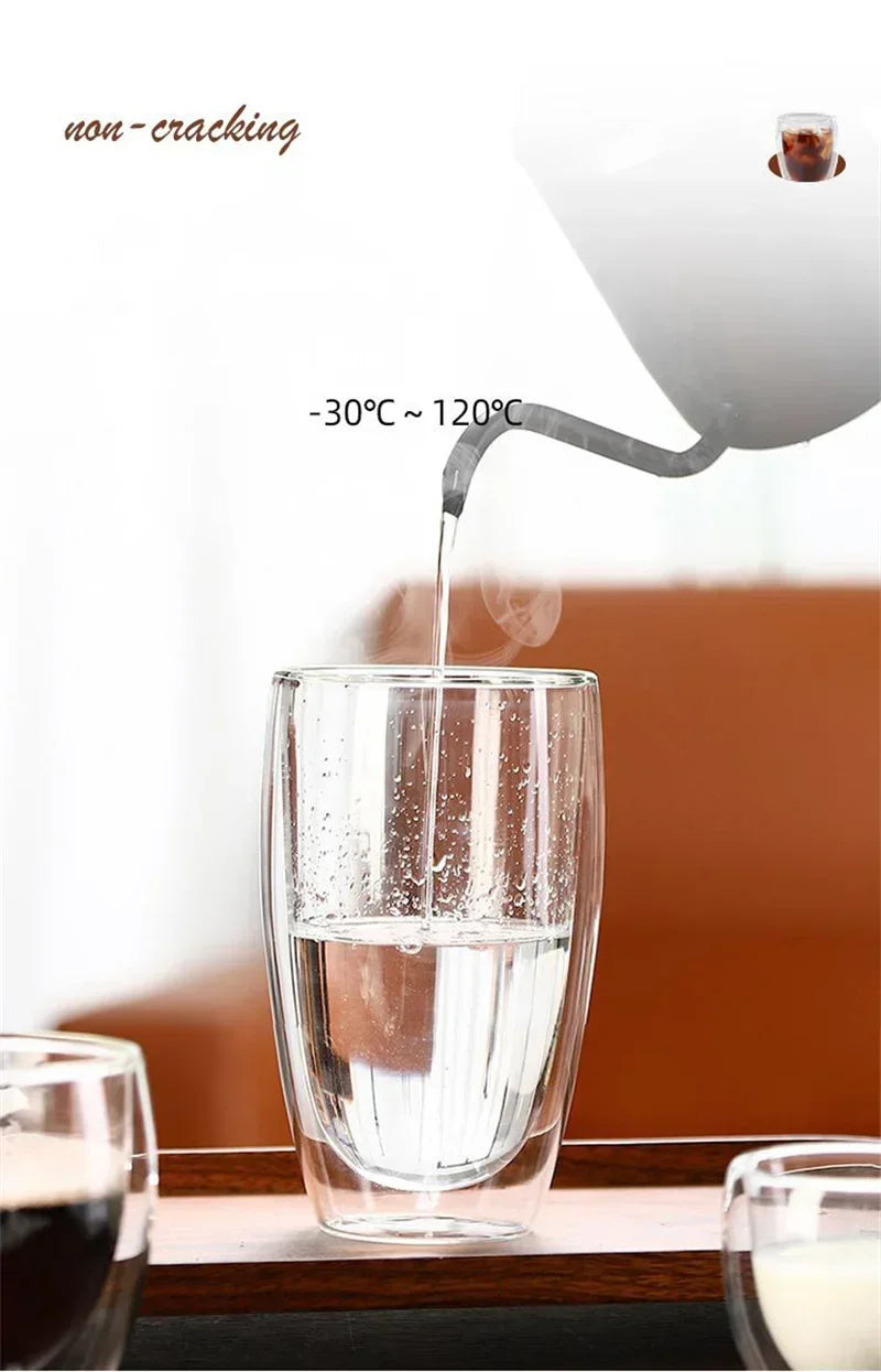Double Wall Insulated Glass Tumbler - 5 Sizes Available - Ideal for Coffee, Tea, Beer, Milk, Whiskey &amp; More