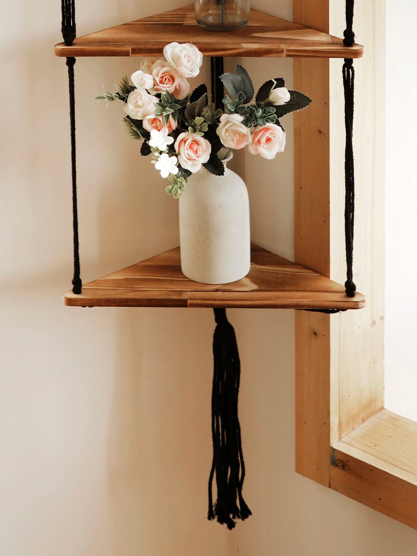 Triangle Floating Wooden Shelf – Boho and Modern Decor