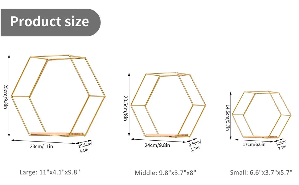 Hexagon Floating Wall Shelf – Elegant Decor and Storage