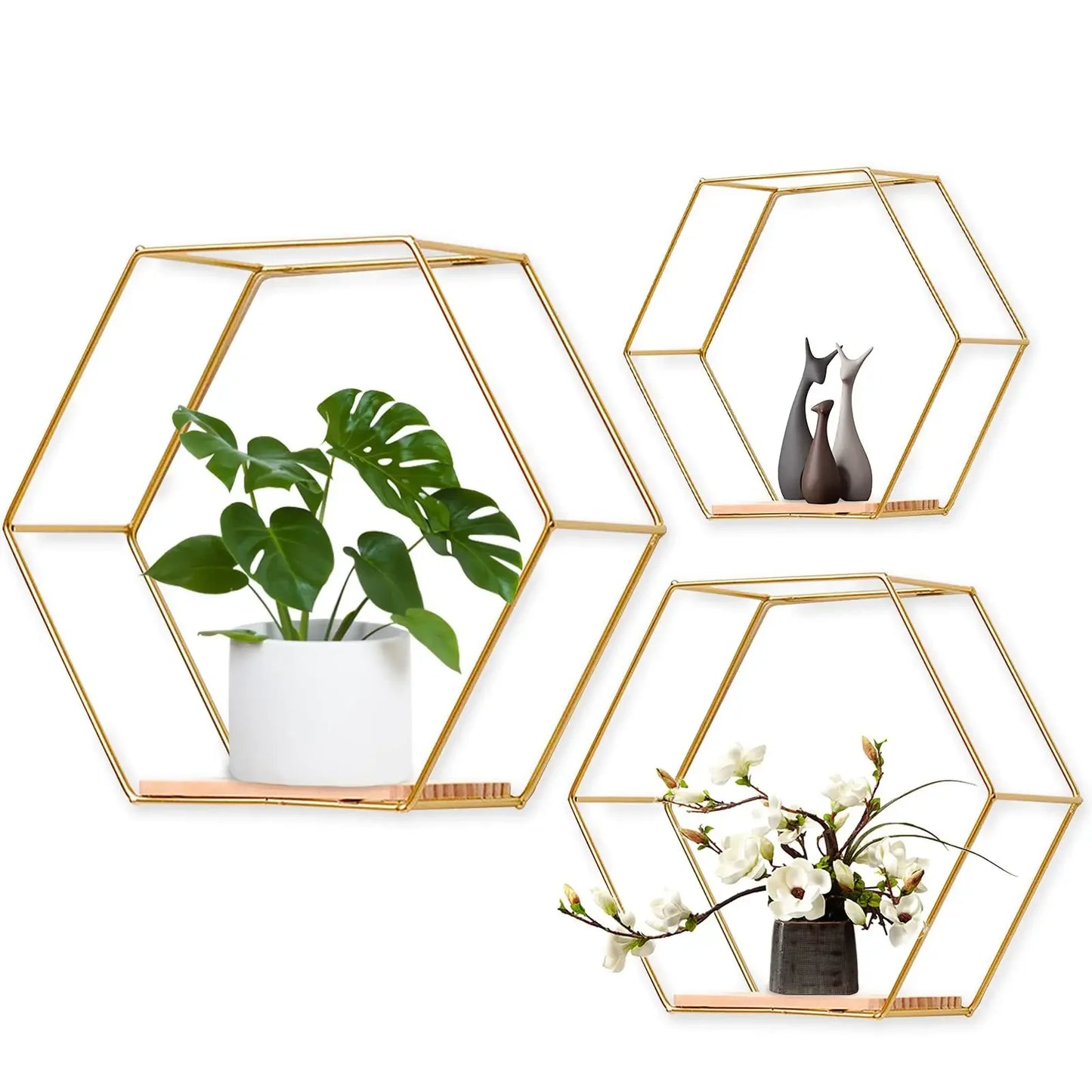 Hexagon Floating Wall Shelf – Elegant Decor and Storage