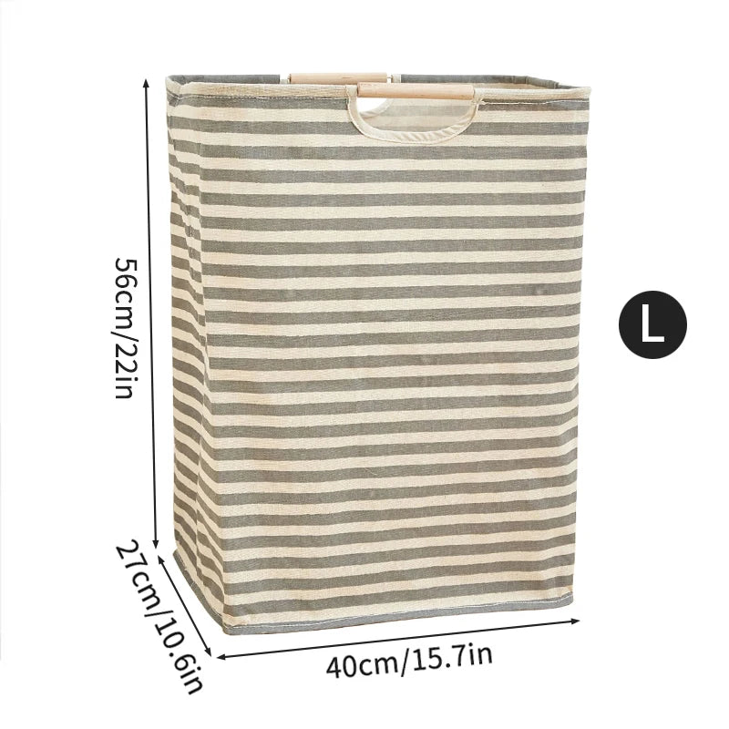 Foldable Waterproof Laundry Basket – Cotton and Linen with Bamboo Handles