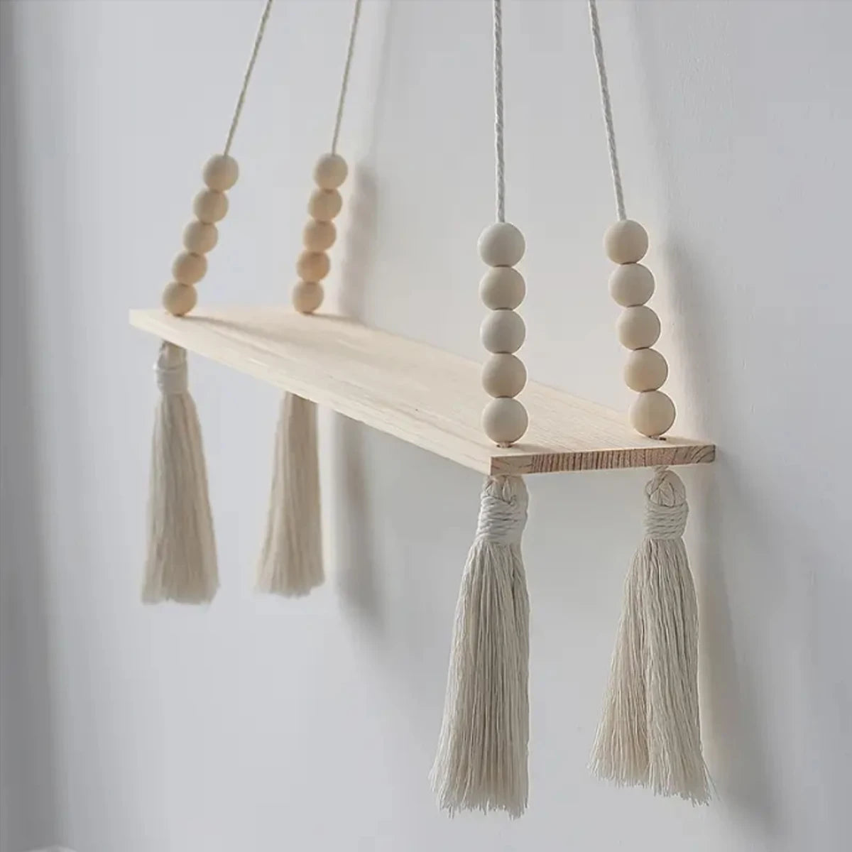 Macramé Wooden Wall Shelf – Boho and Functional Decor