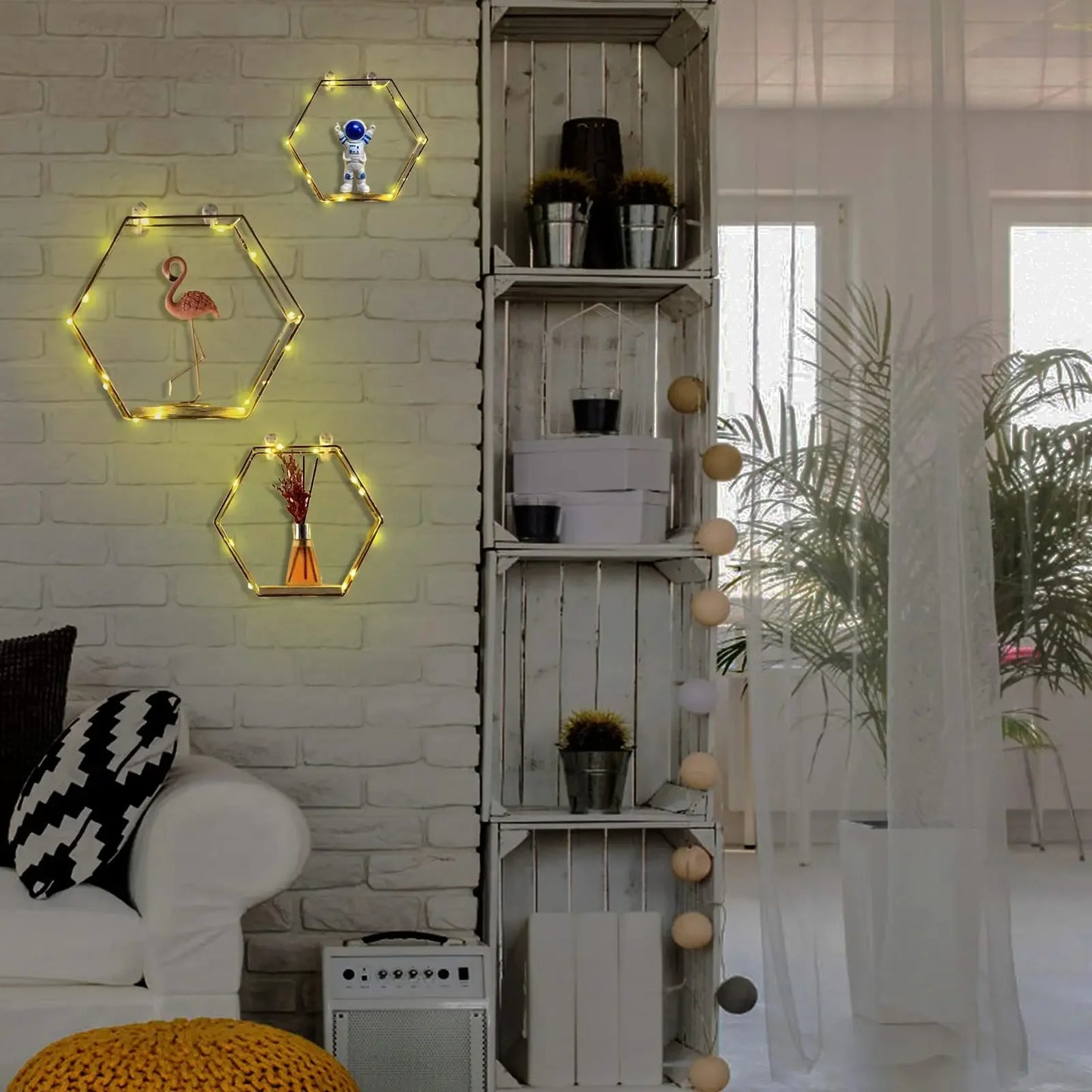 Hexagon Floating Wall Shelf – Elegant Decor and Storage