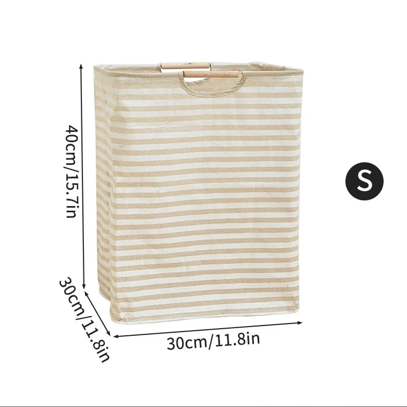Foldable Waterproof Laundry Basket – Cotton and Linen with Bamboo Handles